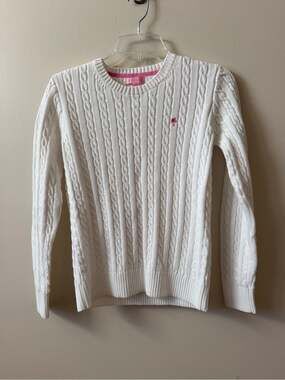 Lilly Pulitzer Vintage Cable Knit Sweater White Women's Size Medium